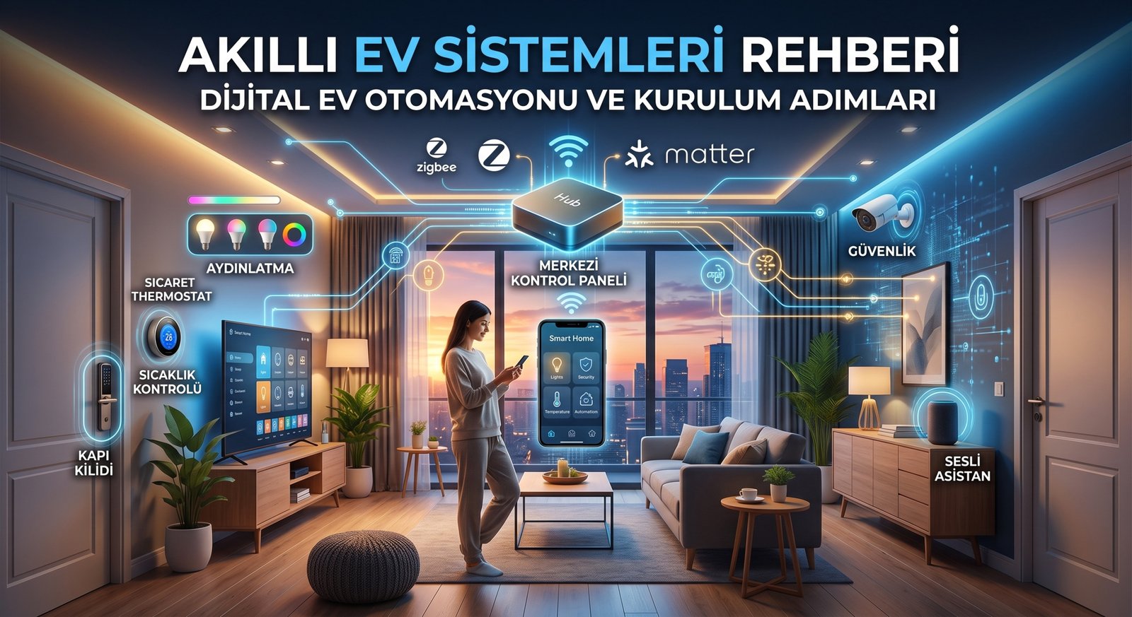 Geleceğin teknolojisiyle donatılmış, güvenli ve enerji tasarruflu bir yaşam alanı için hazırladığımız kapsamlı akıllı ev sistemleri rehberini hemen keşfedin.